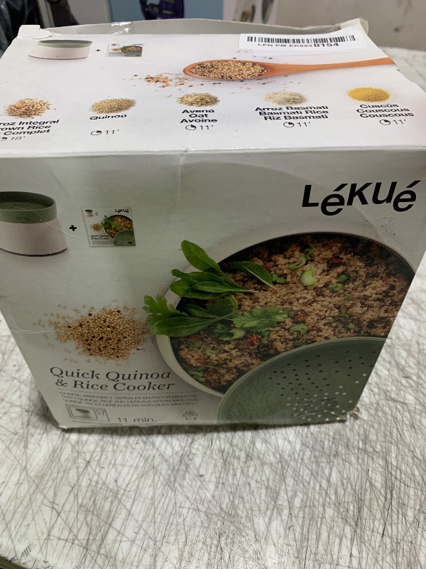 Photo 1 of Lékué Microwave 34 floz Quick Quinoa, Oats, Rice Cooker | Green | Cooks Grains in Minutes, No Boiled Water, Doubles as Serving Bowl, Colander for Draining | Dishwasher Safe | BPA Free