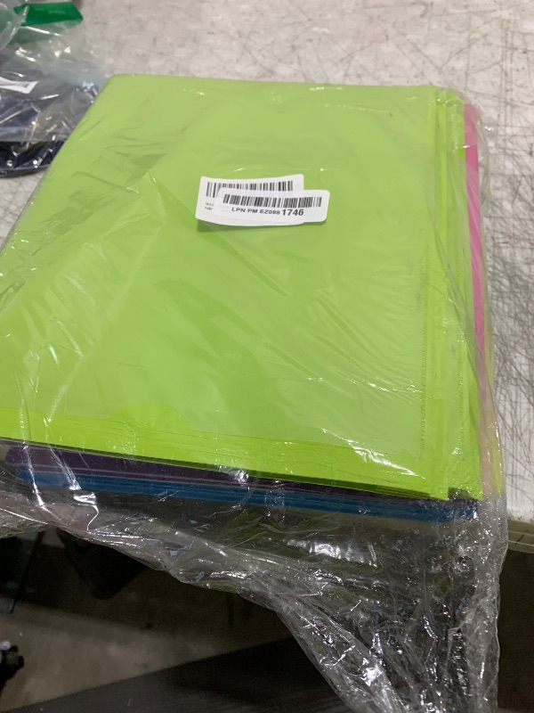 Photo 1 of MAKHISTORY Heavy Duty Plastic Folders with Clear Front Pocket - 18PCS, 3 Pockets Folders with Prongs and Card Slot, for Letter Size Sheets, Bright Colors