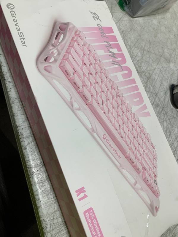 Photo 1 of GravaStar Mercury K1 75% Pink Wireless Keyboard, Aluminum Alloy Exoskeleton Design Mechanical Gaming Keyboard, Gasket Hot-Swap Socket, Linear Switches, RGB Backlit