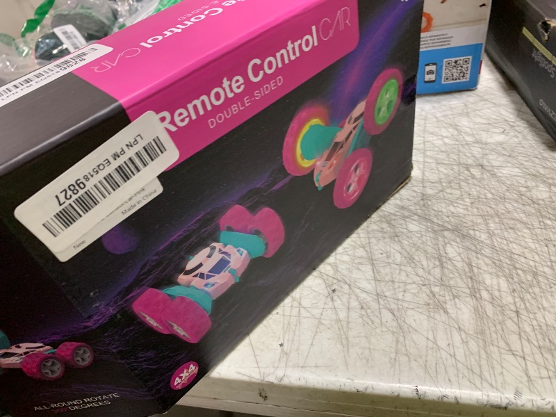 Photo 1 of Pink Remote Control Car for Girls - RC Stunt Cars with 4WD Double-Sided Driving 360° Flips Rotating, Off Road Remote Car Outdoor Toys for Kids Age 6 7 8-12, Christmas Birthday Gifts