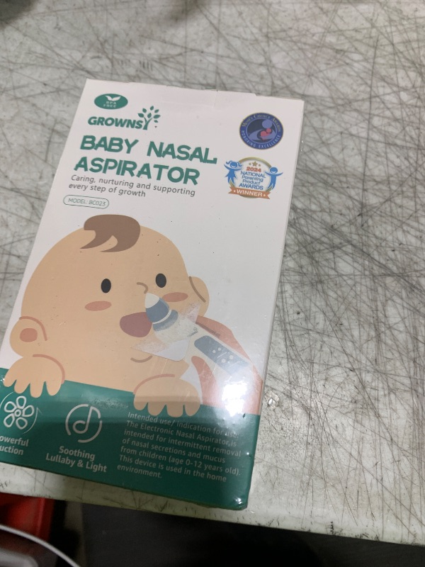 Photo 1 of GROWNSY Nasal Aspirator for Baby, Electric Nose Aspirator for Toddler, Baby Nose Sucker, Automatic Nose Cleaner with 3 Silicone Tips, Adjustable Suction Level, Music and Light Soothing Function, Blue