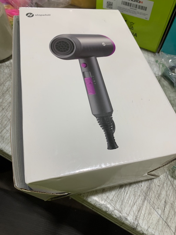 Photo 1 of slopehill Professional Ionic Hair Dryer, Powerful 1800W Fast Drying Low Noise Blow Dryer with 2 Concentrator Nozzle 1 Diffuser Attachments for Home Salon Travel
