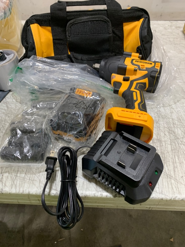 Photo 1 of EWORK 21V Brushless Cordless Impact Wrench 1/2 Inch - 775 Ft-lbs High Torque, 4.0Ah Battery & Fast Charger, Compact Power Tool for Automotive, Truck, SUV Heavy-Duty Jobs
