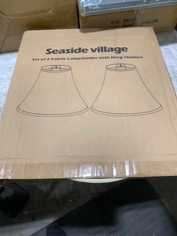Photo 1 of Bell Lamp Shades Set of 2, Cream Fabric Lampshades Medium Shade Replacement, 6"Top x 13"Bottom x 10"High, Natural Linen Hand Crafted(Spider Fitter), Harp Holders Included, Easy Assembly Required