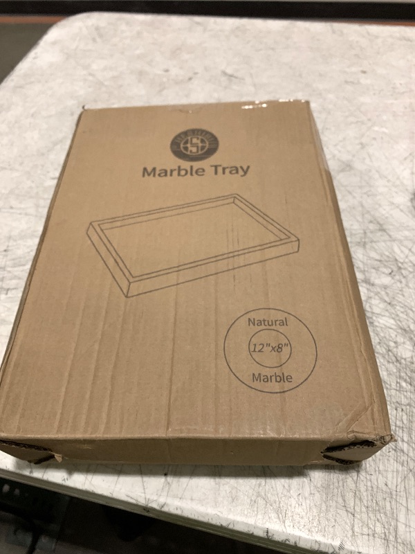 Photo 1 of Marble Bathroom Vanity Tray, Natural Luxury Vanity Home Kitchen Bathroom Table Tray, Stone Decorative Countertop Dresser Trays for Key Coffee Perfume Jewelry Makeup (Dark Brown, 12"x 8" x1.2")
