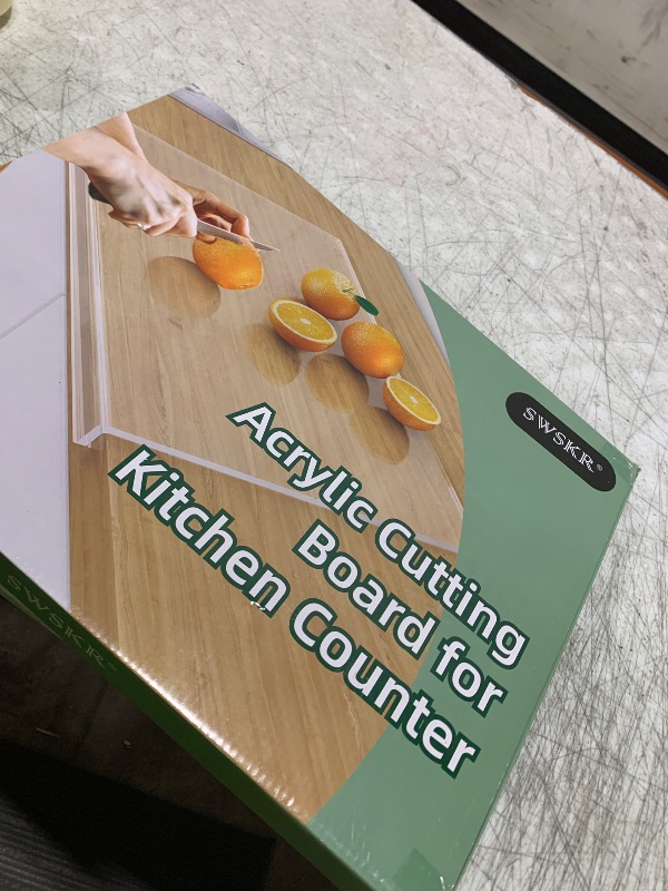 Photo 1 of SWSKR Acrylic Cutting Board with Counter Lip,17.5"x13.5" Clear Cutting Board for Kitchen Countertop,Non-Slip,60% Thicker,Perfect for Bread,Meat,Veggies & More,Great Kitchen Essential Gadgets & Decor