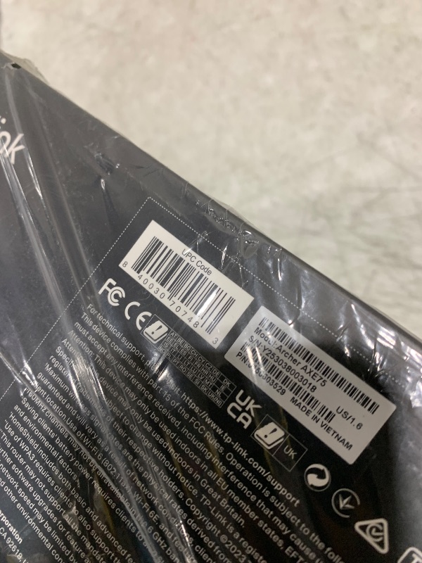 Photo 1 of TP-Link AXE5400 Tri-Band WiFi 6E Router (Archer AXE75)- Gigabit Wireless Internet for Gaming, VPN, OneMesh, WPA3