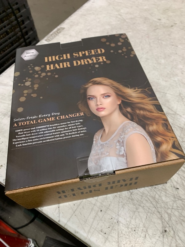 Photo 1 of Natrial Ionic Salon Hair Dryer with 3 Attachments, 1600W Professional Blow Dryer with 110000RPM High Speed Brushless Motor for Fast Drying, Lightweight, Low Noise, Locking Function, 4 Temps & 3 Speeds