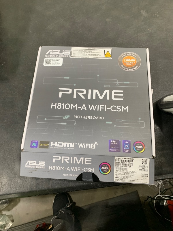 Photo 1 of ASUS Prime H810M-A WiFi-CSM Intel® H810 LGA 1851 mATX Motherboard, 6+1+1+1 Discrete MOS, DDR5, PCIe 4.0, 2X M.2, Intel® 1Gb Ethernet, Wi-Fi 6, DisplayPort, HDMI™, USB 10Gbps, Front USB 5Gbps Type-C®