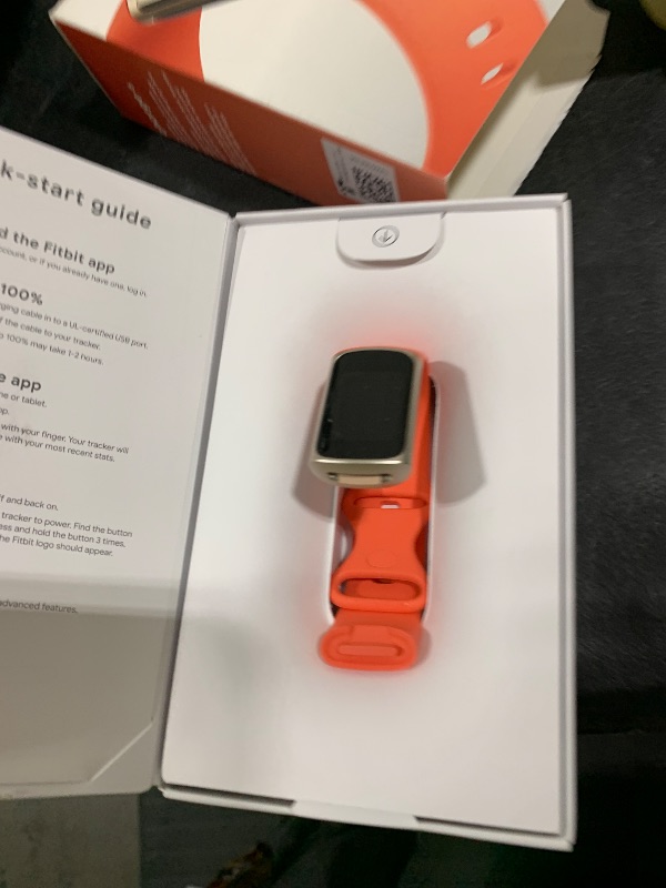 Photo 1 of Fitbit Charge 6 Fitness Tracker with Google apps, Heart Rate on Exercise Equipment, 6-Months Premium Membership Included, GPS, Health Tools and More, Gold/Coral, One Size (S & L Bands Included)