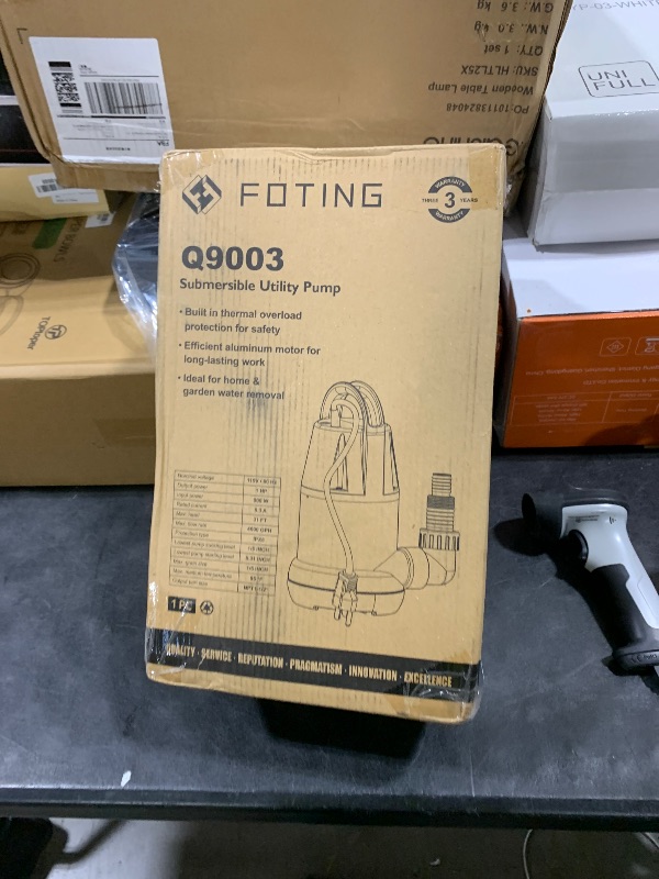 Photo 1 of FOTING Sump Pump 1HP Clean/Dirty Submersible Water Pump, 4600GPH Utility Pump Thermoplastic Electric Portable Transfer Water Pump for Swimming Pool Garden Pond Basement with 10ft Long Power Cord