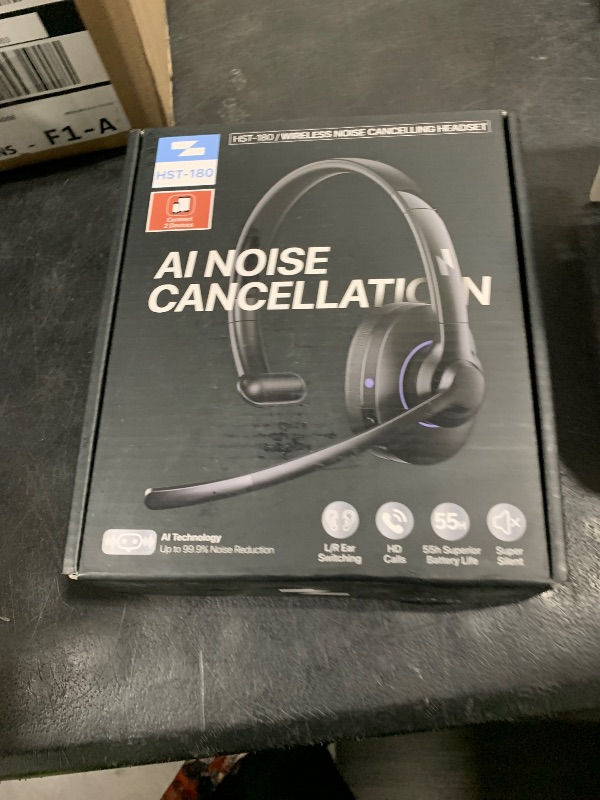 Photo 1 of Bluetooth Headset, Trucker Wireless Headset with Noise Canceling Microphone & Mic Mute, 55Hrs Working Time Single-Ear Headset Bluetooth V5.3 Headphones for Work/Truck Driver/Office/Cellphone (Navy)