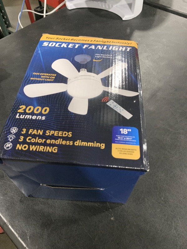 Photo 1 of Socket Ceiling Fans with Lights - OIZEGO Fan Light with Dimmable Led Light Bulb, 3 Colors 3000K-6500K, 2000 Lumens, Screw in Small Ceiling Fan for Bedroom Living Room Kitchen Garage Indoor