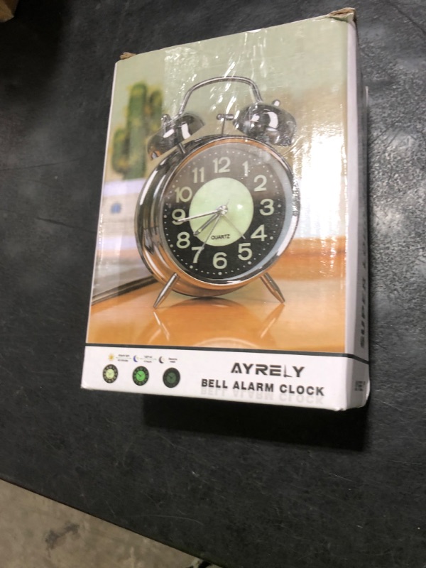 Photo 1 of AYRELY® Super Loud Alarm Clock for Heavy Sleepers Adults,Twin Bell Retro 4 Inch Silent Non-Ticking Quartz with Backlight, Luminous dial, Alarm Clocks for Bedrooms Bedside (Silver)