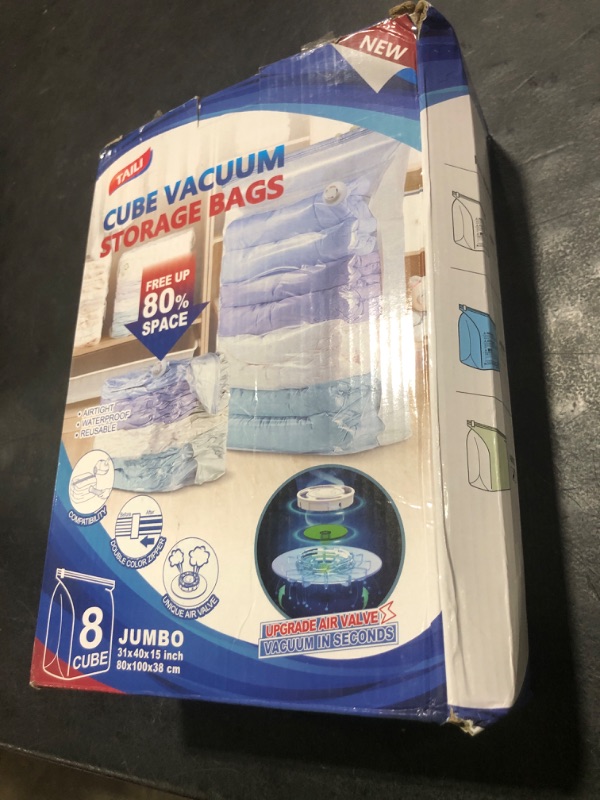Photo 1 of TAILI 8 Pack Vacuum Storage Bags, Jumbo Cube (31x40x15 Inch), Extra Large Vacuum Seal Bags for Clothes, Comforters and Blankets, Bedding, Closet Organization, Cream