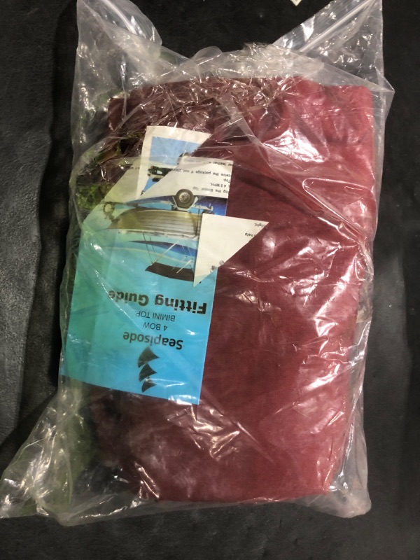 Photo 1 of Seapisode 4 Bow Marine Grade Fade and Crack Resistant Bimini Top Replacement Cover, Heavy-Duty Waterproof and UV-Proof Boat Canopy, Easy Install Zipper Sleeves (Without Frame), Burgundy, 8'L 91"-96" W