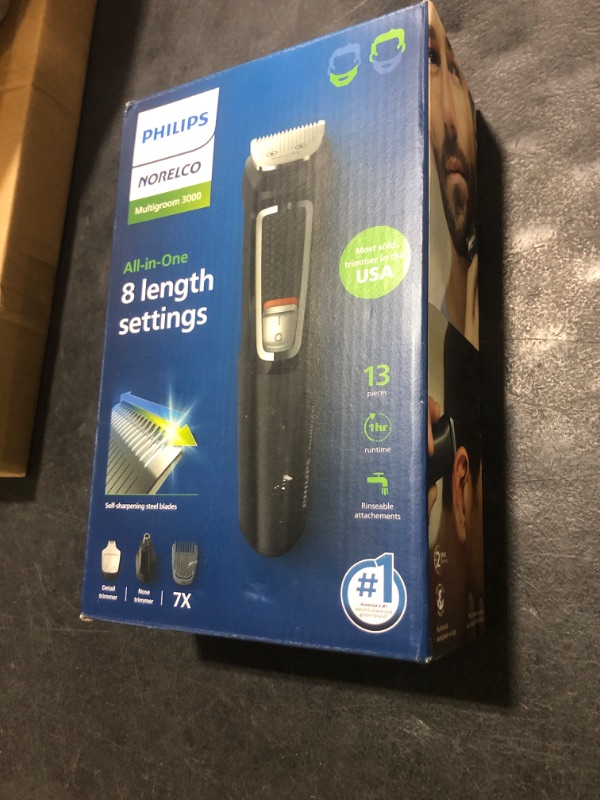 Photo 1 of Norelco Philips Multi Groomer - 13 Piece Mens Grooming Kit for Beard, face, Nose, and Ear Hair Trimmer and Hair Clipper - NO Blade Oil Needed, MG3740/40