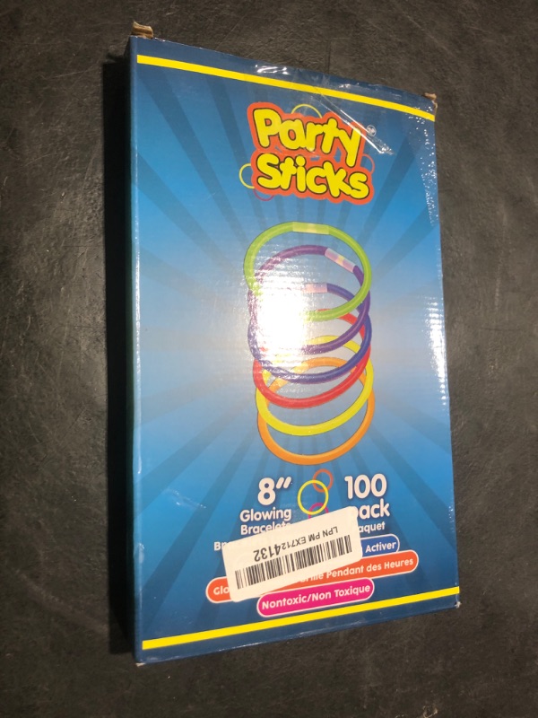 Photo 1 of PartySticks Glow Sticks Party Supplies 100pk - 8 Inch Glow in the Dark Light Up Sticks Party Favors, Glow Decorations, Neon Party Glow Necklaces and Glow Bracelets with Connectors