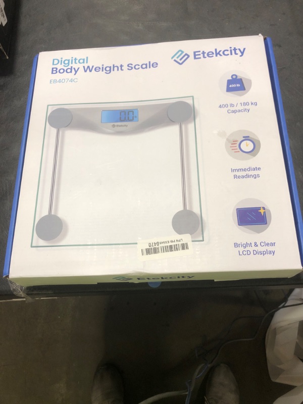 Photo 1 of Etekcity Digital Body Weight Bathroom Scale, Large Blue LCD Backlight Display, High Precision Measurements,6mm Tempered Glass, 400 Pounds