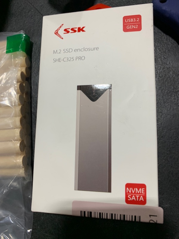 Photo 1 of SSK M.2 NVME SATA SSD Enclosure Adapter, USB 3.2 Gen 2 (10 Gbps) to NVME PCI-E SATA M-Key/(B+M) Key Solid State Drive External Enclosure Aluminum Support UASP Trim for SSDs 2242/2260/2280