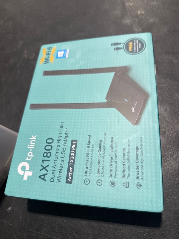 Photo 1 of TP-Link WiFi 6 USB Adapter for Desktop PC - (Archer TX20U Plus) AX1800 Wireless Network Adapter with 2.4GHz, 5GHz, High Gain Dual Band 5dBi Antenna, WPA3, Supports Windows 11/10