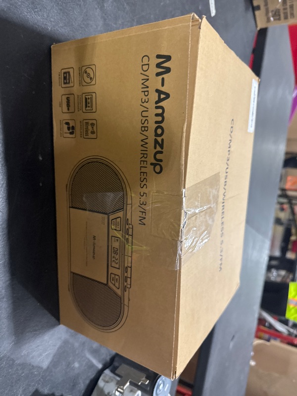 Photo 1 of M-Amazup Boombox CD Player Portable, Cassette Player Combo with CD MP3 Bluetooth AUX TF USB FM Radio AC/DC Powered, Boom Box with Remote Control, Headphone Jack, Stereo Sound for Home,Kids,Gift
