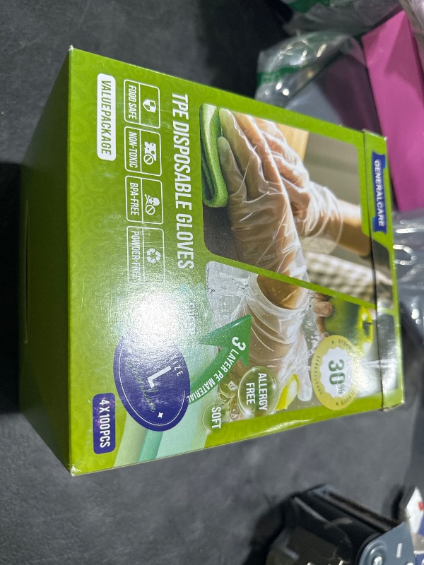Photo 1 of GENERALCARE Disposable TPE Cooking Gloves, Ideal for Cleaning and Food Prep, Latex & Powder Free, Food safe, Large, 4X100Count