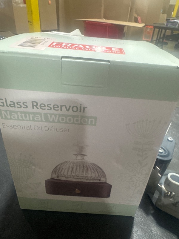 Photo 1 of Glass Dome Essential Oil Diffuser with Glass Reservoir & Wood Base-No Plastic, 200ml Ultrasonic Diffuser for Aromatherapy with Timer 7 Color Light Auto-Off for Home Office Yoga Pilates