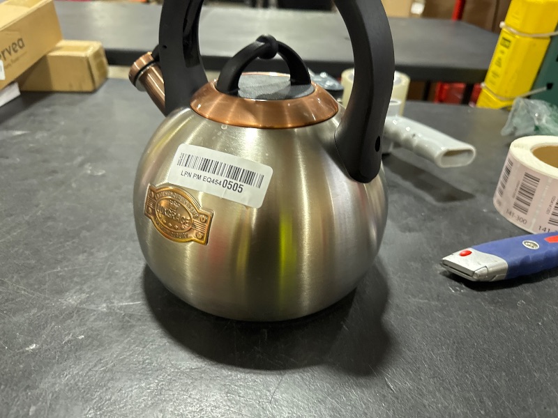 Photo 1 of 3.1 Quart Teal Whistling Tea Kettle for Stove Top, Food Grade Stainless Steel