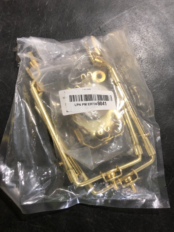 Photo 1 of Antrader 7 8 9 10 Inch Lamp Shade Harp Holder,Adjustable Lamp Harp Kit,2 Sets Lamp Shade Harp and 3/8 inch Standard Saddle E14 E26 E27 Light Base UNO Fitter Adapter Converter Finial Set (Gold)