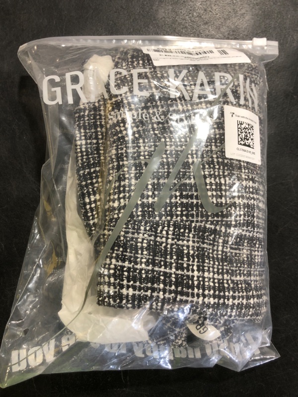 Photo 1 of Women's Elegant Cap Sleeve Tweed Plaid HIPS-Wrapped Pencil Dress for Cocktail