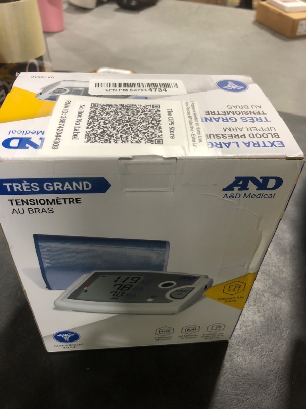 Photo 1 of A&D Medical Blood Pressure Monitor for Home Use, UA-789AC - Upper Arm Precise BP Machine - Extra Large Cuff (16.5-23.6" / 42-60cm Range) 1-User, Easy to Use, Adults, AC Adapter