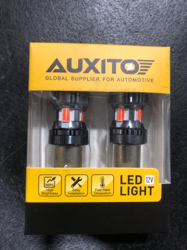 Photo 1 of AUXITO CANBUS 1157 LED Bulbs Red with Built-in Resistor 2057 2357 7528 BAY15D Anti Hyper Flash Error Free Brake Lights, Tail Lights, Stop Lights, Turn Signal Lights, Pack of 2