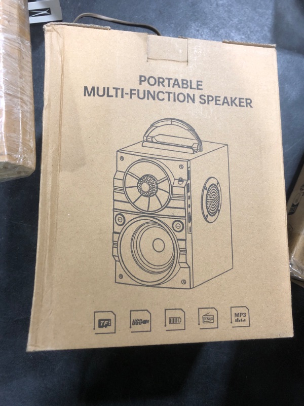 Photo 1 of Portable Big Bluetooth Speakers with Light, Wireless with Subwoofer, FM Radio, LED Lights, EQ, Booming Bass, Bluetooth 4.2 Stereo Loud Outdoor/Indoor Retro , for Home, Camping, Travel