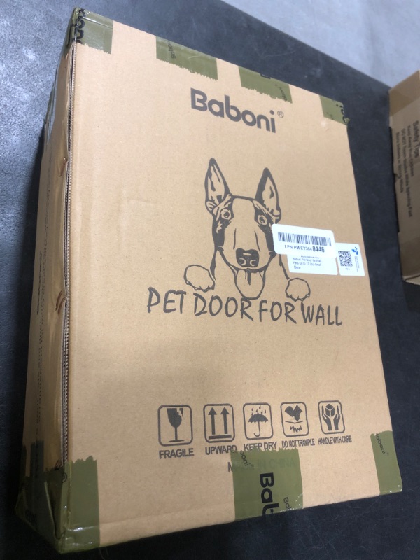 Photo 1 of Baboni Pet Door for Wall, Steel Frame and Telescoping Tunnel, Aluminum Lock, Double Flap Dog Door and Cat Door, Strong and Durable (Pets Up to 12 Lb) -Small