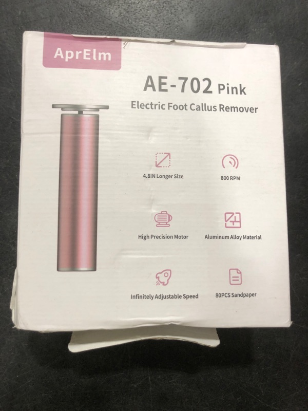 Photo 1 of AprElm 4.8IN Longer Electric Foot Callus Remover with 80pcs Sandpaper Discs, Professional Aluminum Callus Remover for Feet, Stepless Speed Control Pedicure Tools for Dead Skin (Pink)