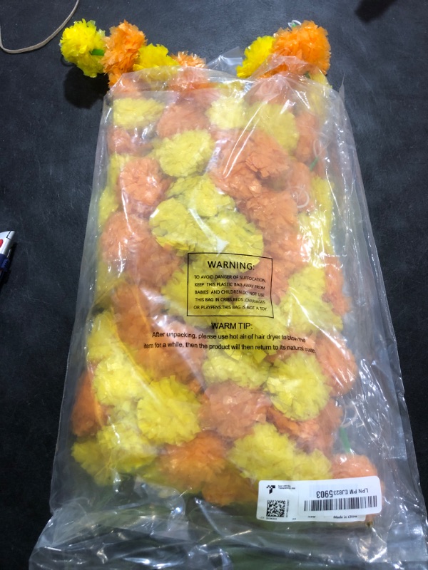 Photo 1 of GOMALL 5Pcs Marigold Garland for Decoration,5 Feet Artificial Marigold Flowers Diwali Decorations for Home,Orange Artificial Marigold Heads for Diwali Party,Indian Weddings,Halloween,Wreath