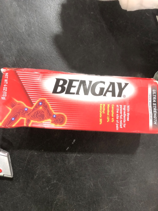 Photo 1 of Bengay Ultra Strength Topical Pain Relief Cream, Non-Greasy Topical Analgesic for Minor Arthritis, Muscle, Joint and Back Pain, Camphor, Menthol and Methyl Salicylate, 4 OZ