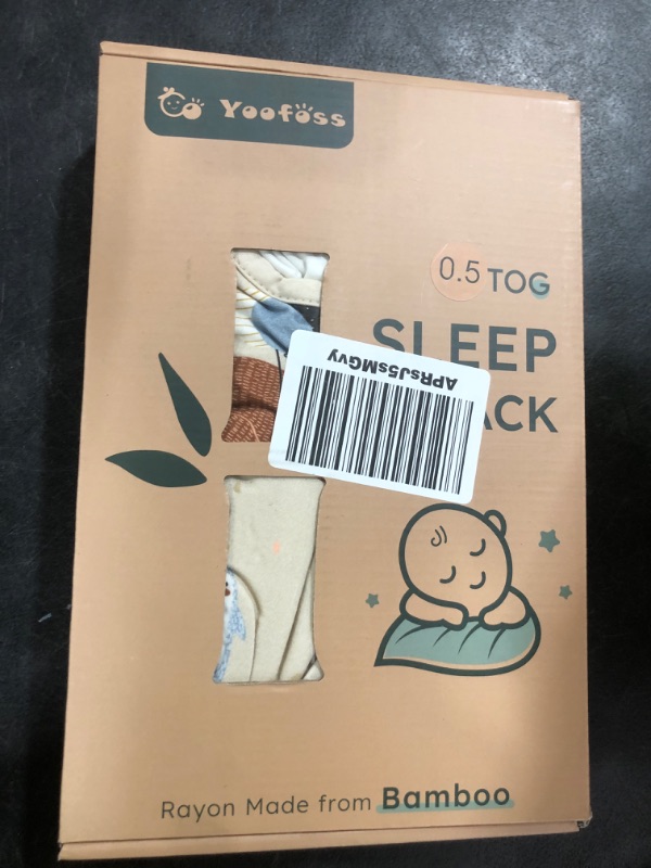 Photo 1 of Yoofoss Rayon Made from Bamboo Baby Sleep Sack 12-18 Months TOG 0.5 Baby Wearable Blanket, Super Soft Infant Toddler Sleeping Sack 2-Way Zipper, Grey&Animals