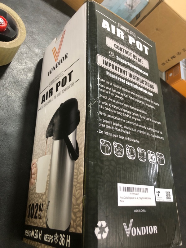 Photo 1 of Coffee Carafe for Keeping Hot - 102oz/3L Airpot Coffee Dispenser with Pump - Insulated Stainless Steel Hot Beverage Dispenser for Parties - Thermal Carafe for Hot Drinks Water Tea Chocolate
