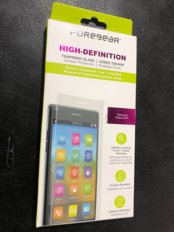 Photo 1 of PureGear HD Clear Tempered Glass Screen Protector for Samsung Galaxy S23+ (2023) - Case Friendly, Scratch Resistant with Anti-Fingerprint Coating, Anti-Scratch Protective Glass with Lifetime Replacement (Self Alignment Installation Tray included)