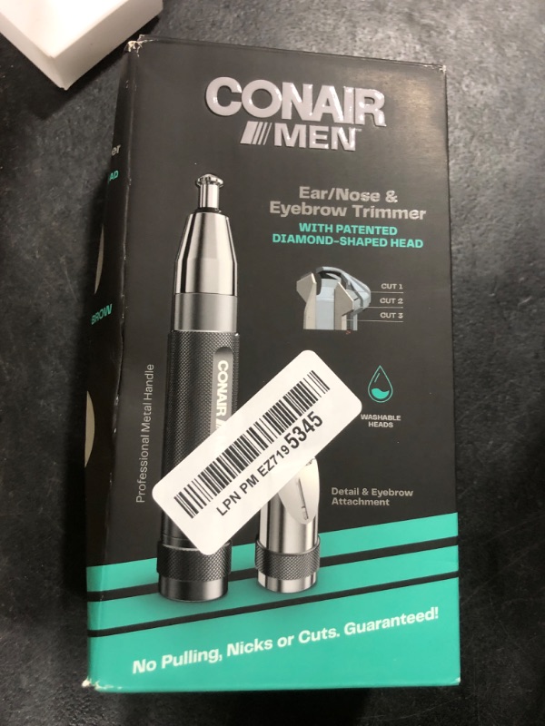 Photo 1 of Conair Men Ear, Nose and Eyebrow Trimmer, Patented 360° Bevel Blade for No Pulls, Nicks or Cuts Guaranteed, Nose Hair Trimmer for Men, Non-Slip Grip, 5-Piece Kit with Travel Case