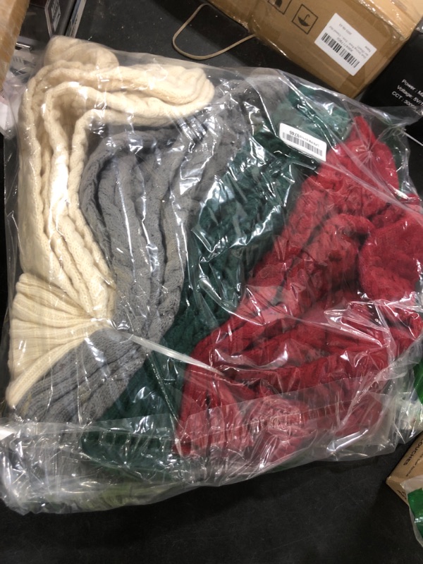 Photo 1 of 16 Pack Christmas Stockings Bulk 18 Inches Large Rustic Cable Knitted Christmas Stocking Fireplace Hanging Stockings Gifts for Family Holiday Xmas Party Decorations, Beige, Green, Gray, Burgundy