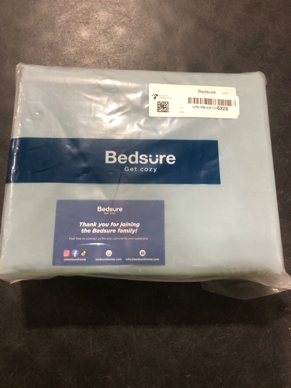 Photo 1 of Bedsure Mineral Blue Duvet Cover King Size - 3 Pieces Prewashed Cotton-Like Extra Soft Bedding Set, Includes 1 Duvet Cover 104x90 Inches with Zipper Closure & 2 Pillow Shams, Comforter Not Included