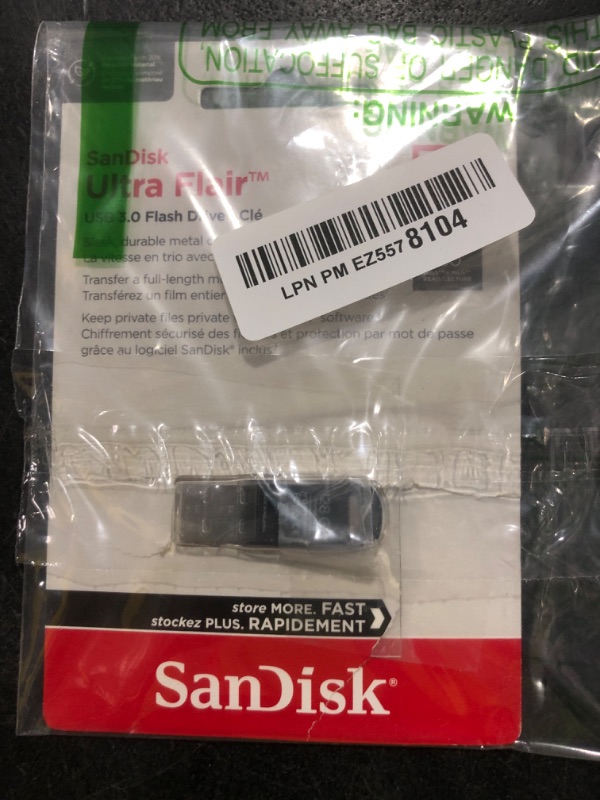 Photo 1 of SanDisk 128GB Ultra Flair USB 3.0 Flash Drive - SDCZ73-128G-G46, black