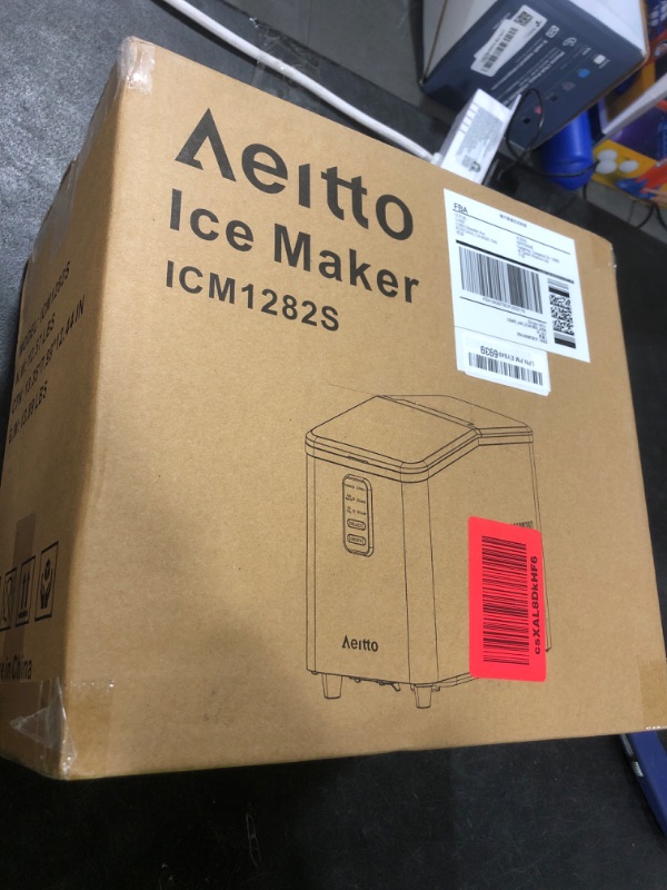 Photo 1 of Aeitto Ice Maker Countertop 26lbs/24H, Ice Machine 8 Ice Cubes Ready in 6 Mins, 2 Sizes of Bullet Ice Portable Ice Makers with Basket & Scoop, Auto Self-Cleaning for Home/Kitchen/Office Stainless