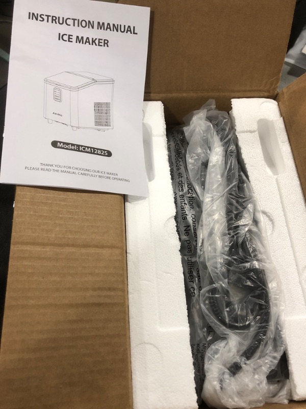 Photo 1 of Aeitto Ice Maker Countertop 26lbs/24H, Ice Machine 8 Ice Cubes Ready in 6 Mins, 2 Sizes of Bullet Ice Portable Ice Makers with Basket & Scoop, Auto Self-Cleaning for Home/Kitchen/Office Stainless
