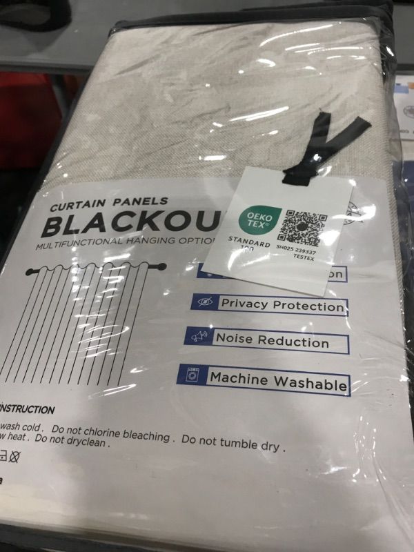 Photo 1 of 100% Blackout Shield Linen Blackout Curtains for Bedroom 108 Inches Long, Back Tab/Rod Pocket Living Room Drapes, Thermal Insulated Blackout Curtains 2 Panels Set, 50" W x 108" L,Cream
