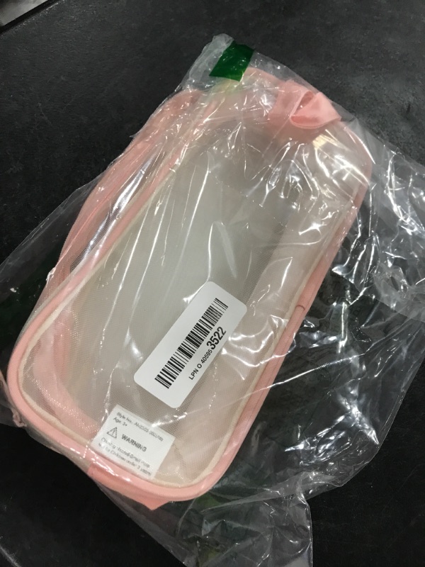 Photo 1 of ANGOOBABY Large Grid Mesh Pencil Case 2 Compartment Pen Bag Clear Handheld Multifunction Pencil Pouch Transparent Makeup Bag for Teen Student College Business Travel Office Adult - Pink