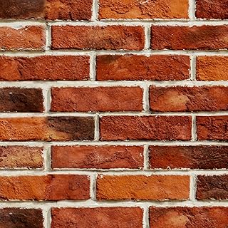 Photo 1 of Brick Wallpaper Peel and Stick Red Brick Wallpaper for Bedroom 17.7" X 118" Faux Peel and Stick Wall Paper for Fireplace Kitchen Accent Home Decoration Party Stone Wall Paper for Bedrooms